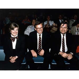 Deanna Jantzen, left, and Vincent Lembo, right, attend the event announcing Jack Curry as President of Northeastern