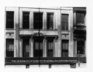 Part of Pitts-Kimball Bldgs., buildings west side Washington St. showing cracks, Boston, Mass.