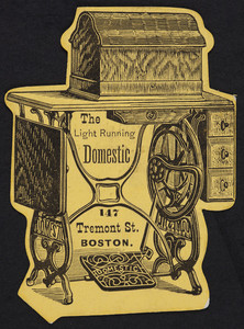 Trade card for The Light Running Domestic, 147 Tremont Street, Boston, Mass., undated