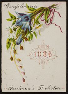 Trade card for Goodmans Bookstore, 7 & 9 Hanover Street, Boston, Mass., 1886