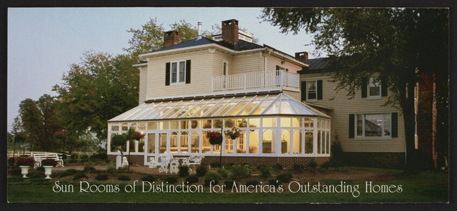 Brochure for Rensaissance Conservatories, Lancaster, Penn. and sold by New England Spas & Sunrooms, design and installation, 35 Worcester Road, Natick, Mass., undated