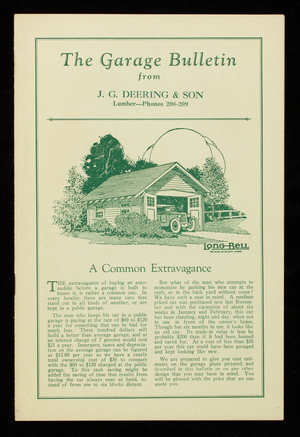 Garage bulletin from J.G. Deering & Son, J. G. Deering & Son, 14 Elm Street, Biddeford, Maine