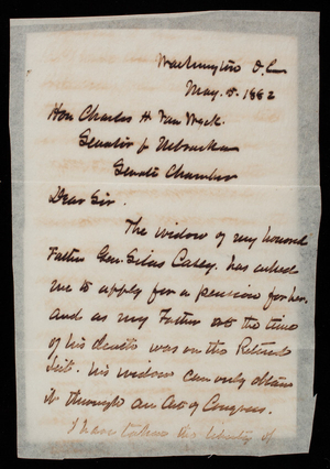 Thomas Lincoln Casey to Hon. Charles H. van Wyck, May 5, 1882, copy