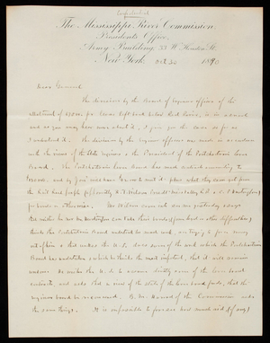 [Cyrus] B. Comstock to Thomas Lincoln Casey, Oct 30, 1890