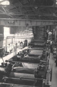 Interior view of machinery at the Soledad sugar mill, Cuba