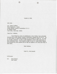 Letter from Mark H. McCormack to Ralph Wofford