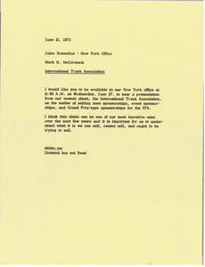 Memorandum from Mark H. McCormack to Jules Rosenthal