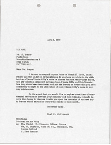 Letter from Mark H. McCormack to H. Burger