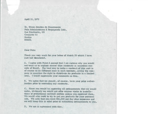 Letter from Mark H. McCormack to Edson Arantes de Nascimenot
