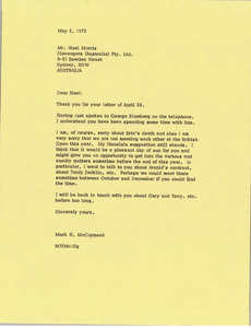 Letter from Mark H. McCormack to Noel Morris