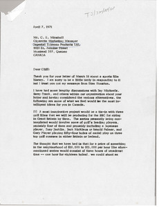 Letter from Mark H. McCormack to Cliff Minshull