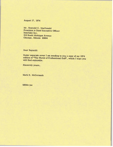 Letter from Mark H. McCormack to Reynold C. MacDonald