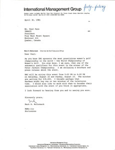 Letter from Mark H. McCormack to Paul Pare