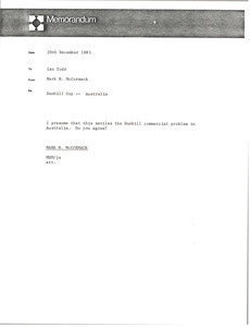 Memorandum from Mark H. McCormack to Ian Todd