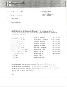 Memorandum from Judy Stott to Mark H. McCormack