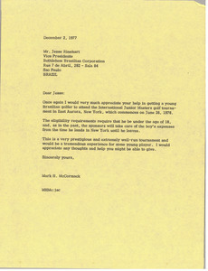 Letter from Mark H. McCormack to Jesse Rinehart