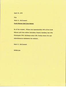 Memorandum from Mark H. McCormack to file