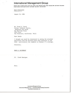 Letter from Mark H. McCormack to Frank D. Tatum