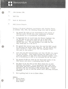 Memorandum from Mark H. McCormack to BBC file