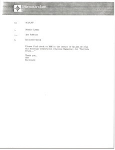 Memorandum from Ayn Robbins to Bobbie Lemmo