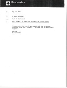 Memorandum from Mark H. McCormack to H. Kent Stanner