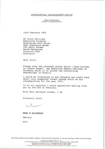 Letter from Mark H. McCormack to Colin Phillips