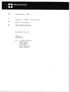 Memorandum from Mark H. McCormack to Arthur J. Lafave, Jr. and Bob Kain