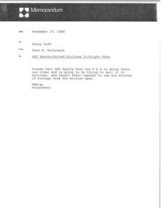 Memorandum from Mark H. McCormack to Betsy Goff