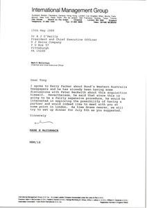 Letter from Mark H. McCormack to A. J. O'Reilly