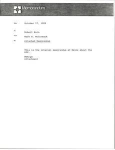 Memorandum from Mark H. McCormack to Robert Kain