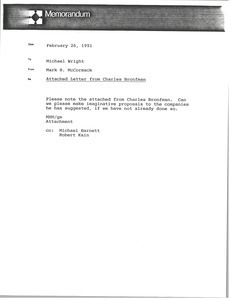 Memorandum from Mark H. McCormack to Michael Wright