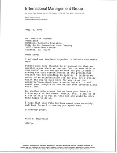 Letter from Mark H. McCormack to David W. Dorman