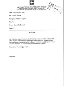 Fax from Mark H. McCormack to Michael Barnett