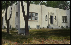 Village Library, Arkansas (white stucco flat- toped building)