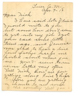 Letter from Jessie M. Wiseland to Frank F. Newth