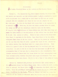 Letter from W. E. B. Du Bois to Ray Stannard Baker