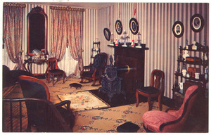 Postcard of double parlor, Abraham Lincoln home