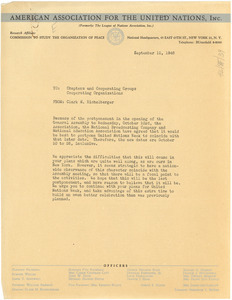 Circular letter from American Association for the United Nations to W. E. B. Du Bois