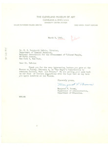 Letter from Cleveland Museum of Art to W. E. B. Du Bois