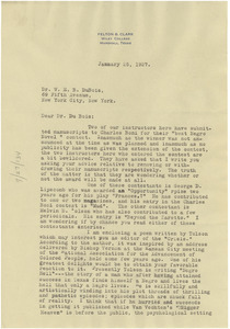 Letter from Felton G. Clark to W. E. B. Du Bois