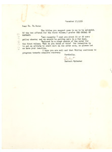 Letter from Herbert Aptheker to W. E. B. Du Bois