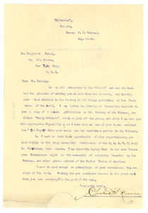 Letter from Cleveland H. Reeves to W. E. B. Du Bois