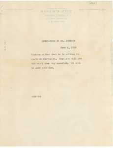 Memorandum from W. E. B. Du Bois to James Weldon Johnson