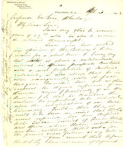 Letter from Joseph Booth to W. E. B. Du Bois
