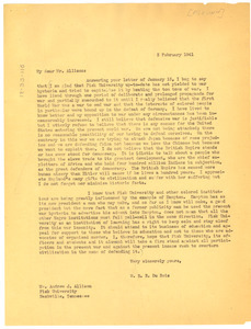 Letter from W. E. B. Du Bois to Andrew J. Allison