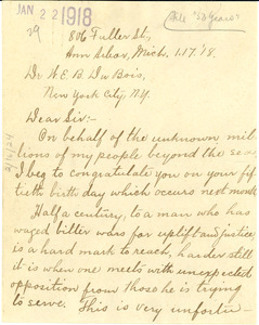 Letter from H. Ngqele Tantsi to W. E. B. Du Bois