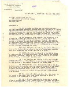 Letter from Sidney M. Van Wyck, Jr. to National Association for the Advancement of Colored People