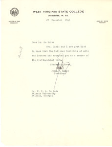 Letter from John W. Davis to W. E. B. Du Bois