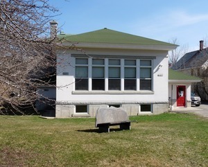 Belding Memorial Library: rear view, exterior