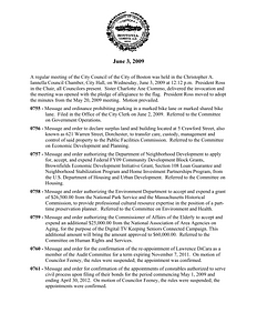 City Council meeting minutes, June 3, 2009